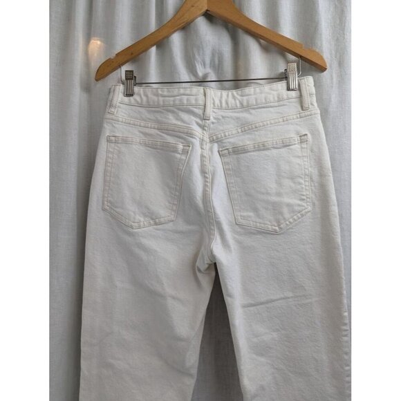 TOPSHOP women's 30" x 24" off white cropped jeans distressed edge 24" inseam H7 - Picture 4 of 8